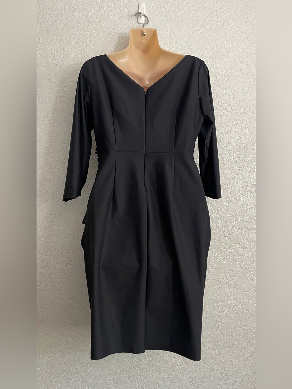 Alex Evenings Elegant Black Wrap-Style Cocktail Dress Jewel Side Accent 8P Event - Picture 3 of 9